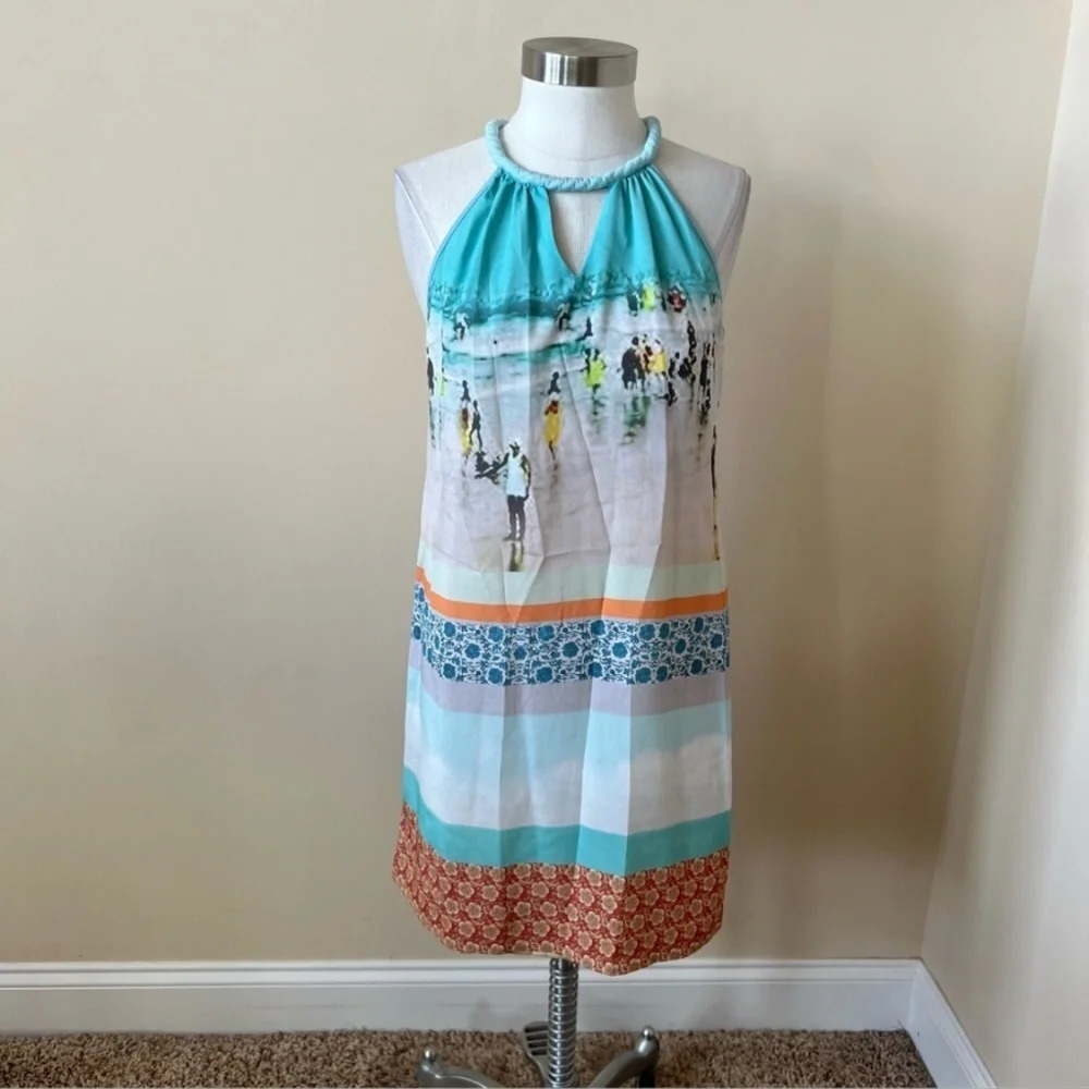 Anthropologie Dream Daily inkjet beach print halter dress 567 - Picture 2 of 9